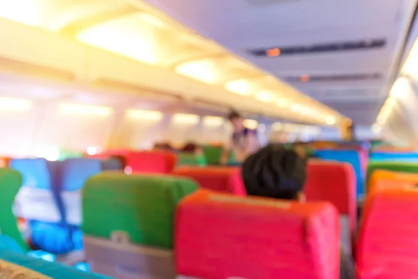 Desenfoque de asiento de avión con en cabina de aviones enormes — Foto de Stock