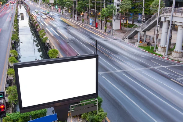 Billboard blank on road with city view background for advertisin — Stock Photo, Image