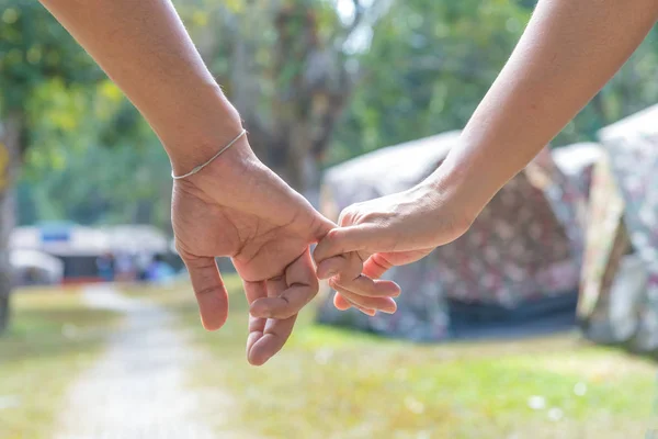 Happy couple holding hands together as forever love in Valentine — Stock Photo, Image