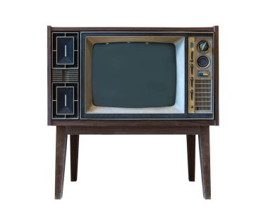 Vintage tv ya da beyaz arka plan üzerinde izole televizyon