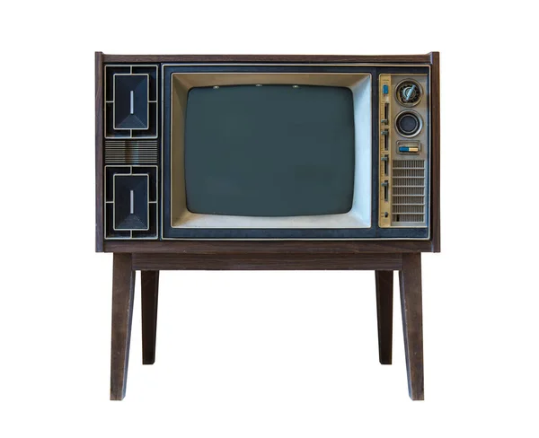 Tv vintage atau televisi diisolasi pada latar belakang putih — Stok Foto