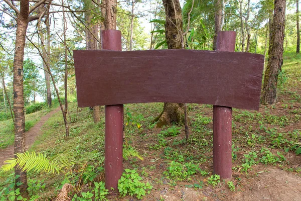 wood sign or billboard  for advertisement in a forest