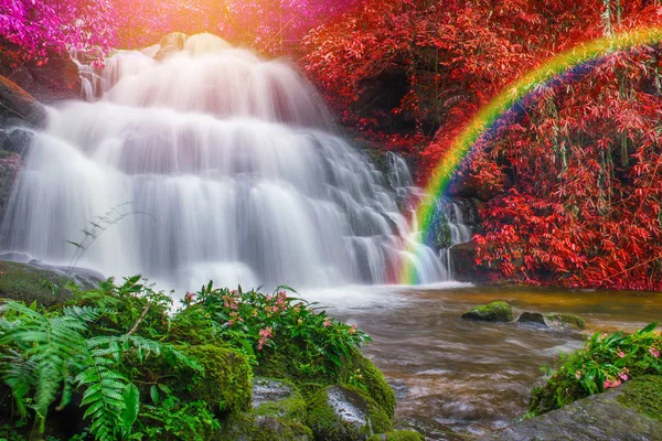 Belle cascade en forêt tropicale au phu baignoire berk montagne phet — Photo