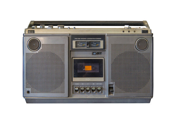 Retro old radio isolate on white background, Vintage style.