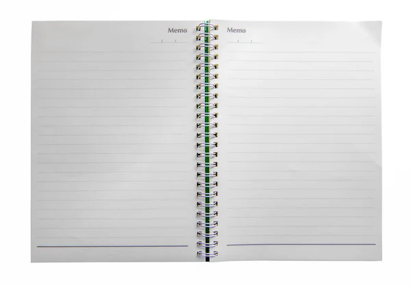 Papel de caderno isolado sobre fundo branco — Fotografia de Stock