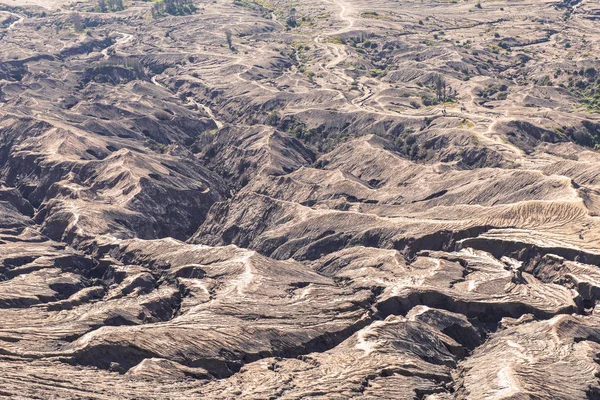Camada Cinzas vulcânicas como terra de areia do vulcão Monte Bromo (Gunung — Fotografia de Stock