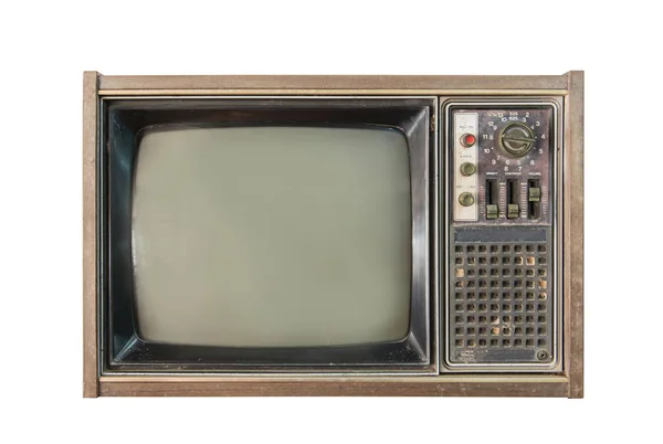 Tv vintage atau televisi diisolasi pada latar belakang putih — Stok Foto