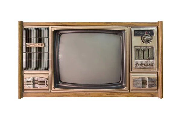 Vintage tv eller TV-isolerad på vit bakgrund — Stockfoto