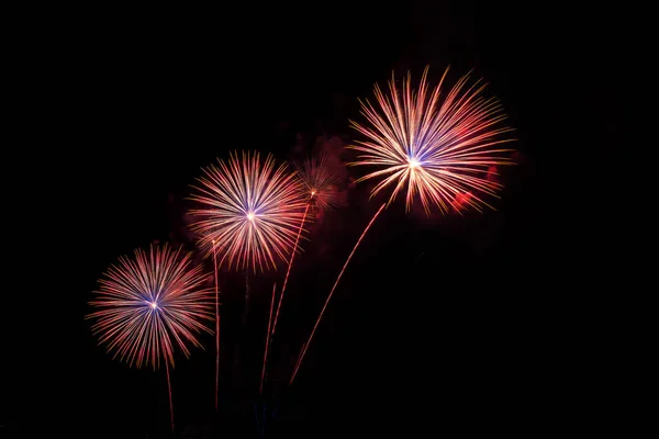 Colorful fireworks of various colors at night with celebration a — Stock Photo, Image