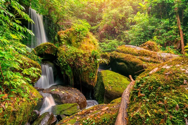 Waterfall scene at Rom Klao Pharadon Waterfalls in rainforest  T