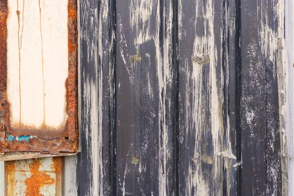 Rust and metal on wooden planks wall texture abstract for backgr — Stock Photo, Image