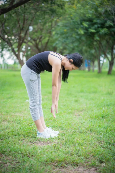 Young Female Warm Exercise Park Stock Picture