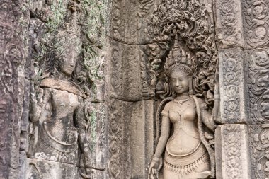 Siem Kamboçya 'daki Angkor' daki Bayon Kalesi veya Prasat Bayon Khmer Tapınağı.