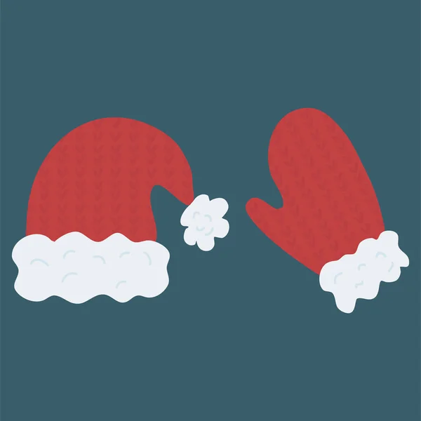 Magnifique gant et chapeau de Père Noël . — Image vectorielle