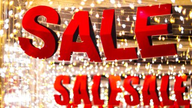 İndirim levhası. Alışveriş satışı geçmişi. Kırmızı satış geçmişi. Broşür, poster, alışveriş, satış tabelası, indirim, pazarlama, satış, afiş, web, başlık için parlat. Soyut altın