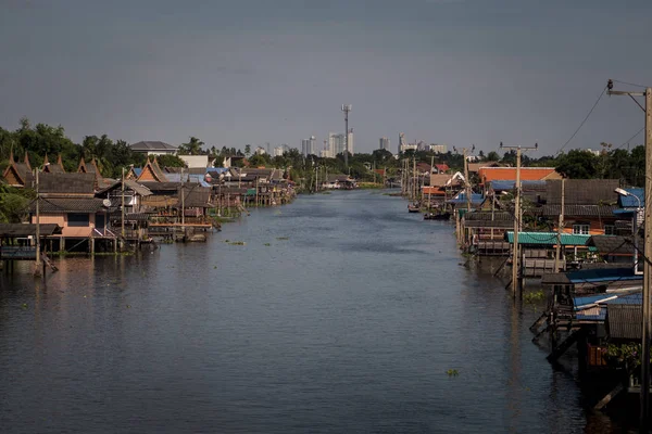 Boat Travel Canal Bangkok Thailand Общественный Канал Бангкоке Таиланд Тайские — стоковое фото