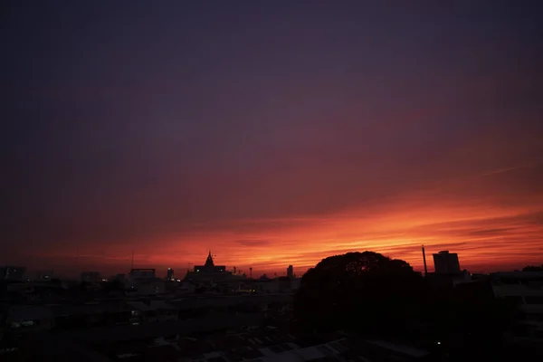Miasto Skyline Sylwetka Zachód Słońca Budynku Parlamentu Krajobraz Miasta Bangkoku — Zdjęcie stockowe