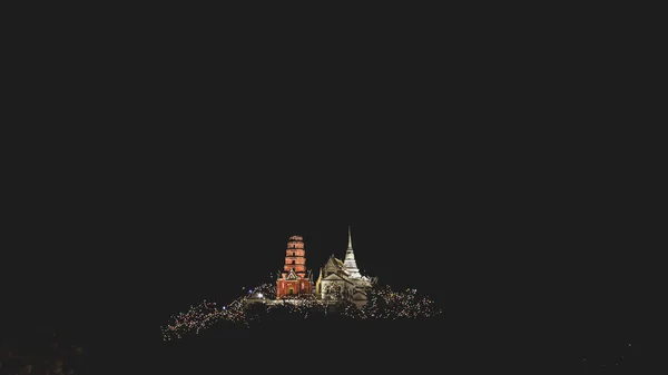 Όμορφο Φως Νύχτα Phra Nakhon Khiri Στο Phetchaburi Ταϊλάνδη Αρχαίο — Φωτογραφία Αρχείου