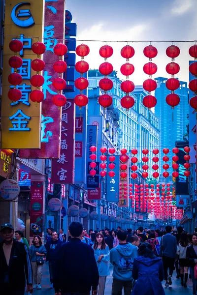 Guangzhou China December 2019 Shangxiajiu Voetgangers Commerciële Voetgangersstraat Liwan District — Stockfoto