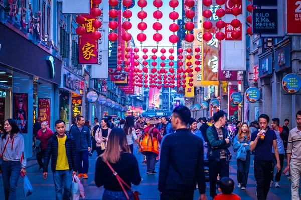 Guangzhou China December 2019 Shangxiajiu Voetgangers Commerciële Voetgangersstraat Liwan District — Stockfoto