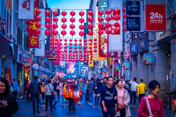 Guangzhou China December 2019 Shangxiajiu Voetgangers Commerciële Voetgangersstraat Liwan District — Stockfoto