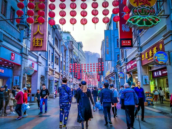 Guangzhou Cina Dicembre 2019 Shangxiajiu Pedonale Strada Pedonale Commerciale Nel — Foto Stock