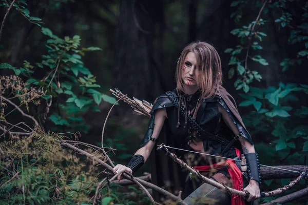 Elfe Archer Dans Forêt — Photo