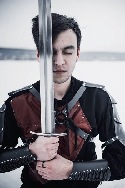 Chevalier Hiver Avec Une Épée — Photo