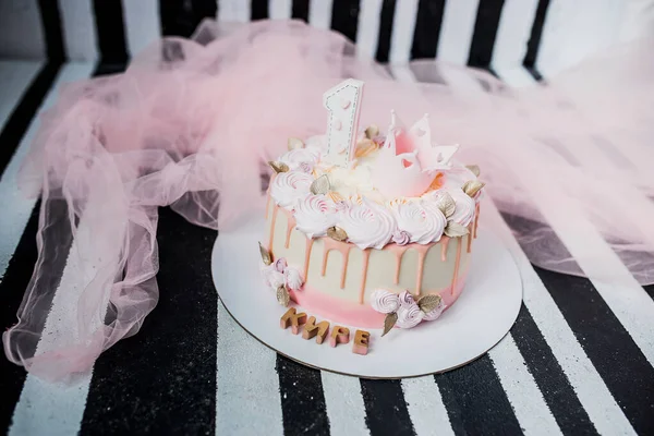 One Year Cake Girl — Stock Photo, Image