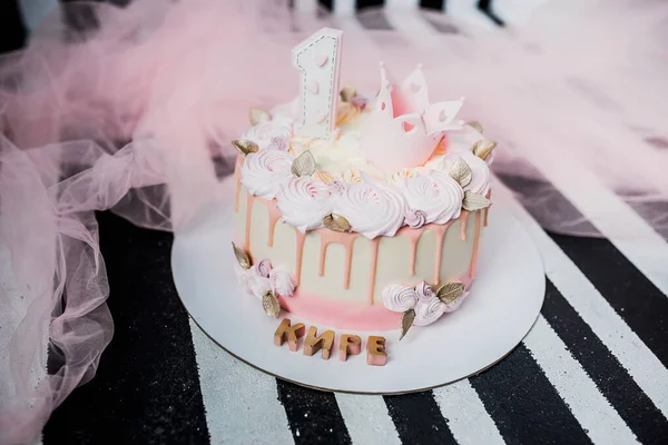 One Year Cake Girl — Stock Photo, Image