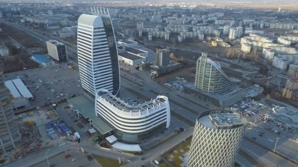 Sofia modern architecture and residental arena, aerial view, Bulgaria — Stok video
