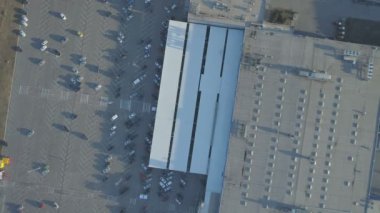 Top view of parking lot with many cars parked in Bulgaria