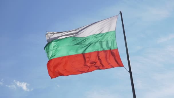 Bulgarian Flag moving to strong wind — Stock Video