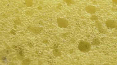 Sarı süngerin makro görüntüsü. Ayrıntılı sünger dokusu arkaplanı