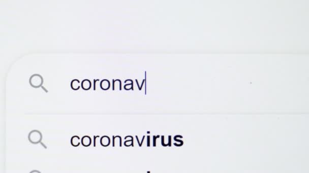 Sofia, Bulgarien-23 03 2020: Google-sökning efter karta över Coronavirus, drabbade områden Italien, nyheter och vaccin — Stockvideo