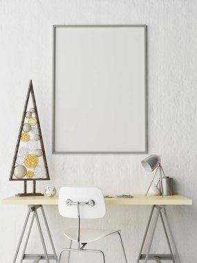 Poster Özet Noel ağaçları, 3d render ile alay