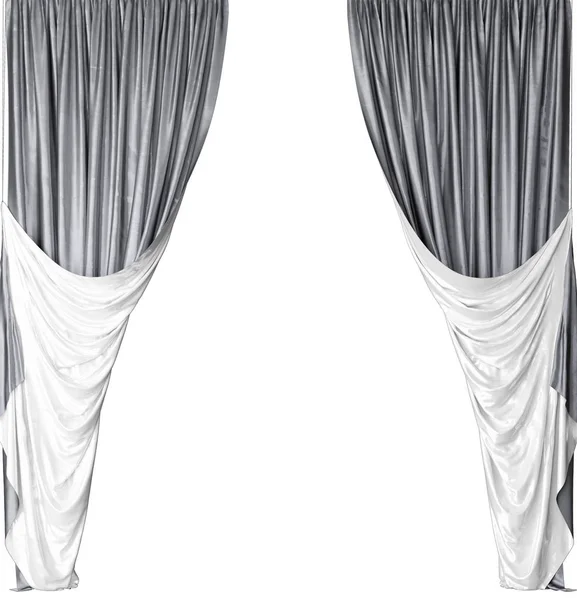 Gray curtain on a white background, 3d illustration — Stock Photo, Image