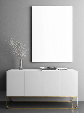 Poster göğüs çekmeceler, 3d çizim üzerinde kapatın