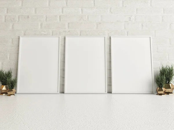 흰 바닥, 3 차원 일러스트 레이 션에 포스터를 모의 — 스톡 사진