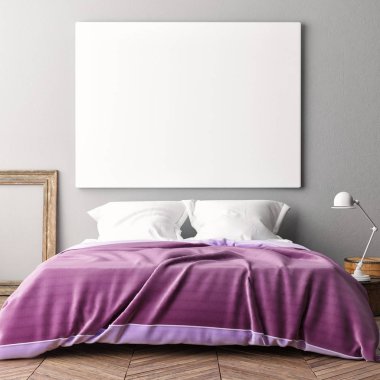 Yatak odası duvar üzerine boş poster