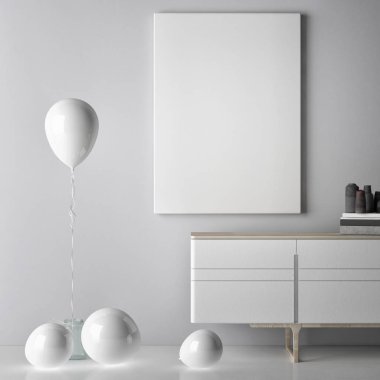Balonlu beyaz poster