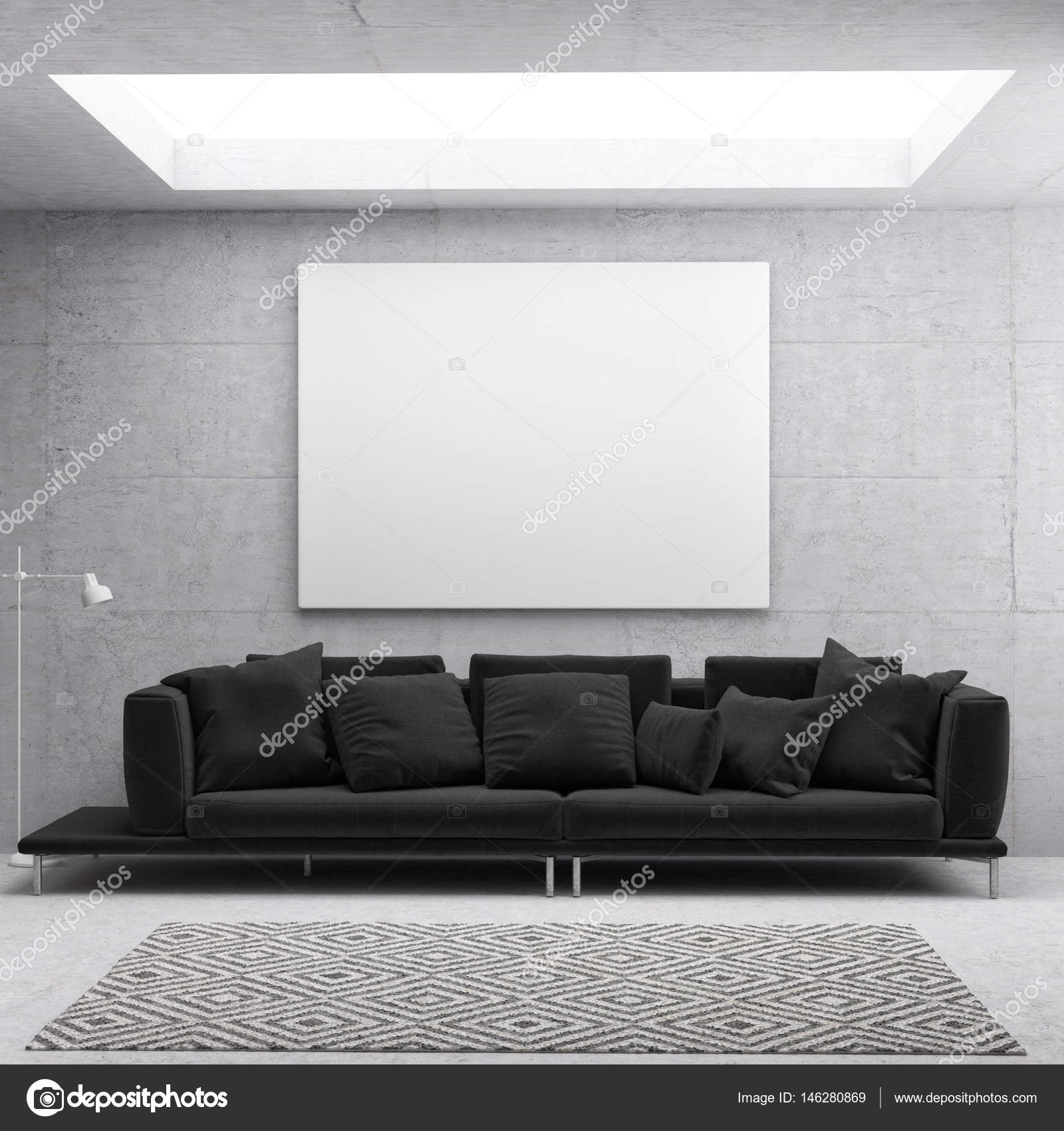 Witte poster in Scandinavische woonkamer achtergrond — Stockfoto ... Witte poster in Scandinavische woonkamer achtergrond — Stockfoto ...