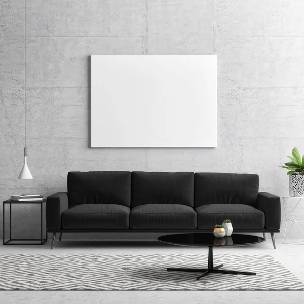 Mock up poster, black and white concept living room — Stock Photo, Image