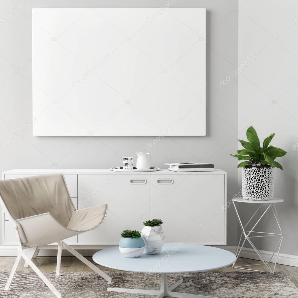 Blank poster in Living room Background