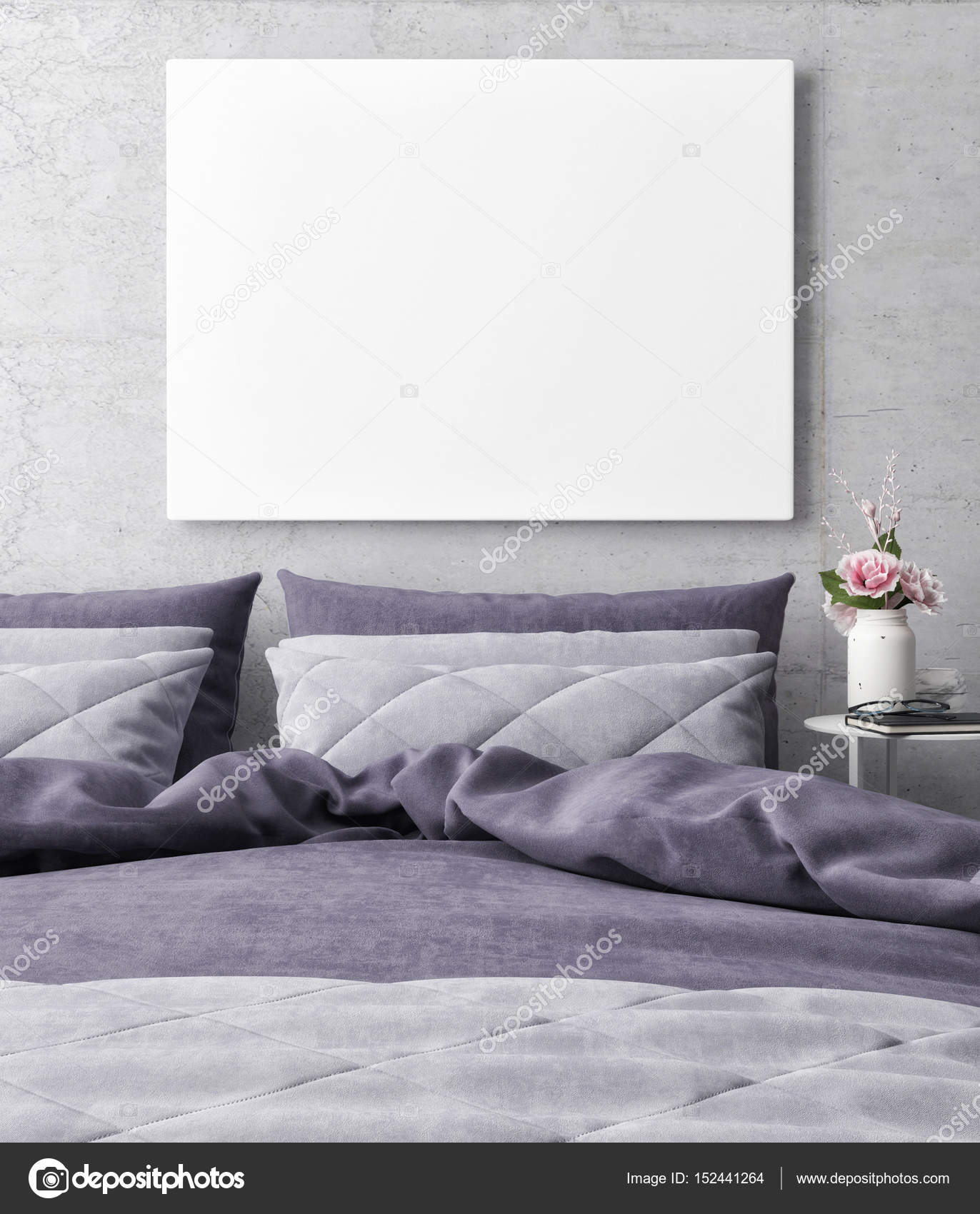 Close-up van de poster in hipster slaapkamer achtergrond — Stockfoto ... Close-up van de poster in hipster slaapkamer achtergrond — Stockfoto ...
