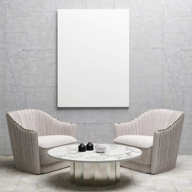 İç tasarım beyaz posteri ile alay