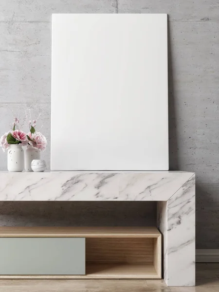 White poster on marble table — Stock Photo, Image