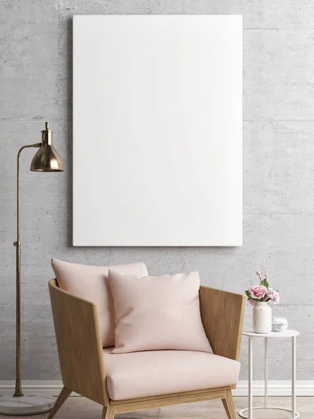 Bílý plakát v interiéru minimalismu — Stock fotografie