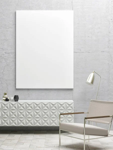 Close up cartaz branco em design de interiores hipster — Fotografia de Stock