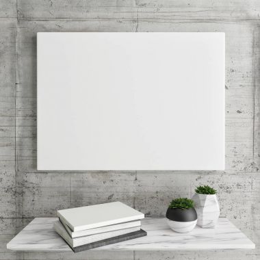 Gri beton duvara poster kapatın